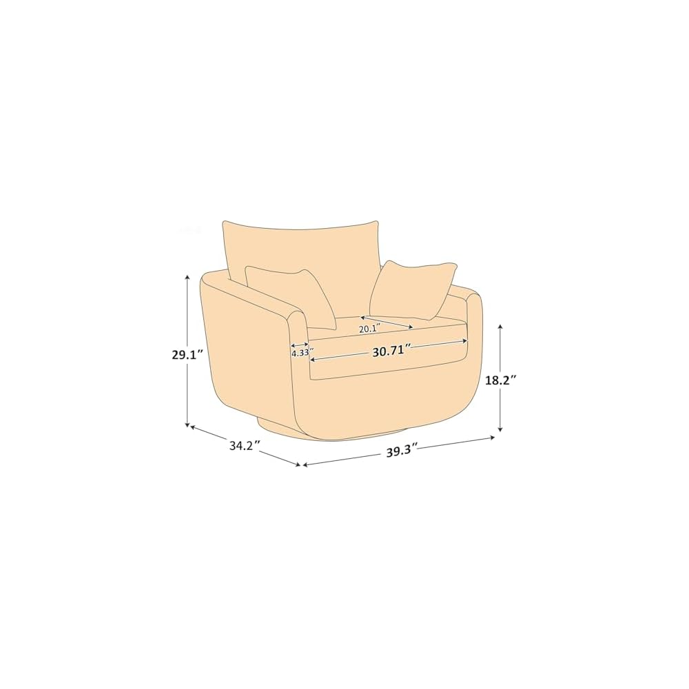 360° Swivel Accent Armchair, 39.3" Oversized, Curry