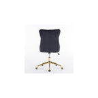 Velvet Upholstered Tufted Button Home Office Chair with Golden Metal Base,Adjustable Desk Chair Swivel Office Chair (Black) AY894