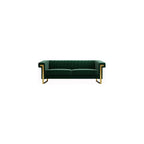 Mid-Century Modern Green Velvet Sofa with Gold Metal Legs, 83.86" Luxury Chesterfield Comfy Couches for Living Room (Velvet, Green)