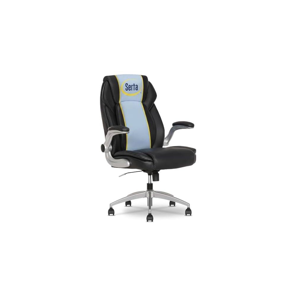 Serta Quinten 400 lb Commercial Grade Executive Chair with AIR Lumbar Technology, Big & Tall Comfortable Vegan Leather OfficeChair, Comfy Adjustable Desk Chairs with Lumbar Support, Black