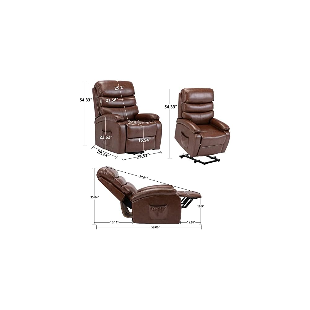 Living Room Chairs Electric Power Lift Recliner Chair Massage Lumbar Heating Sofa w/Pocket Footrest