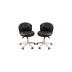 Small Home Office Desk Chair, Armless Comfy Vanity Chair, Black 2 PCS