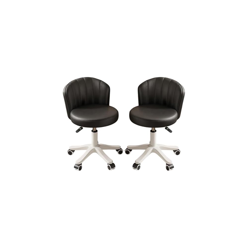 Small Home Office Desk Chair, Armless Comfy Vanity Chair, Black 2 PCS