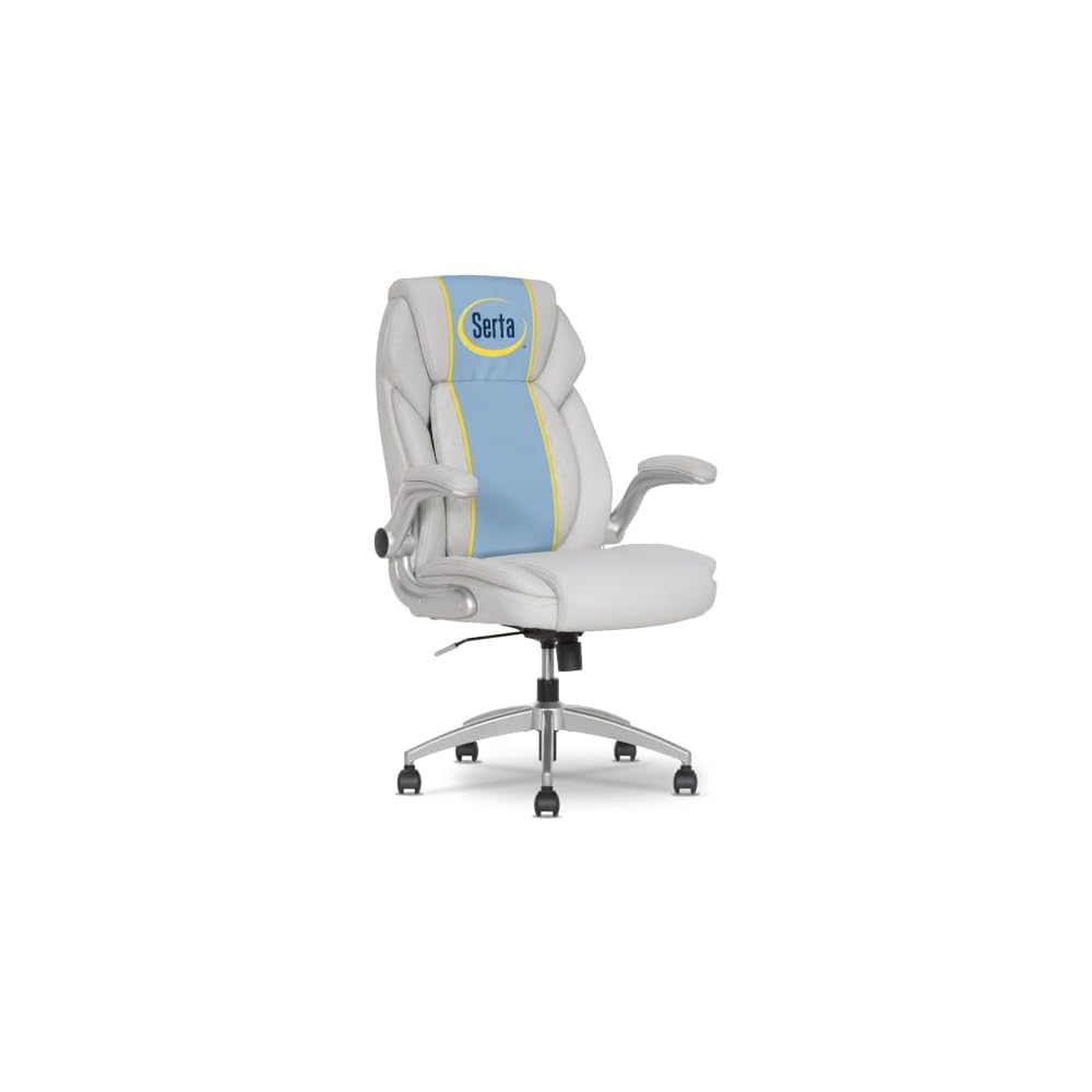 Serta Quinten 400 lb Commercial Grade Executive Chair with AIR Lumbar Technology, Big & Tall Comfortable Vegan Leather OfficeChair, Comfy Adjustable Desk Chairs with Lumbar Support, Black
