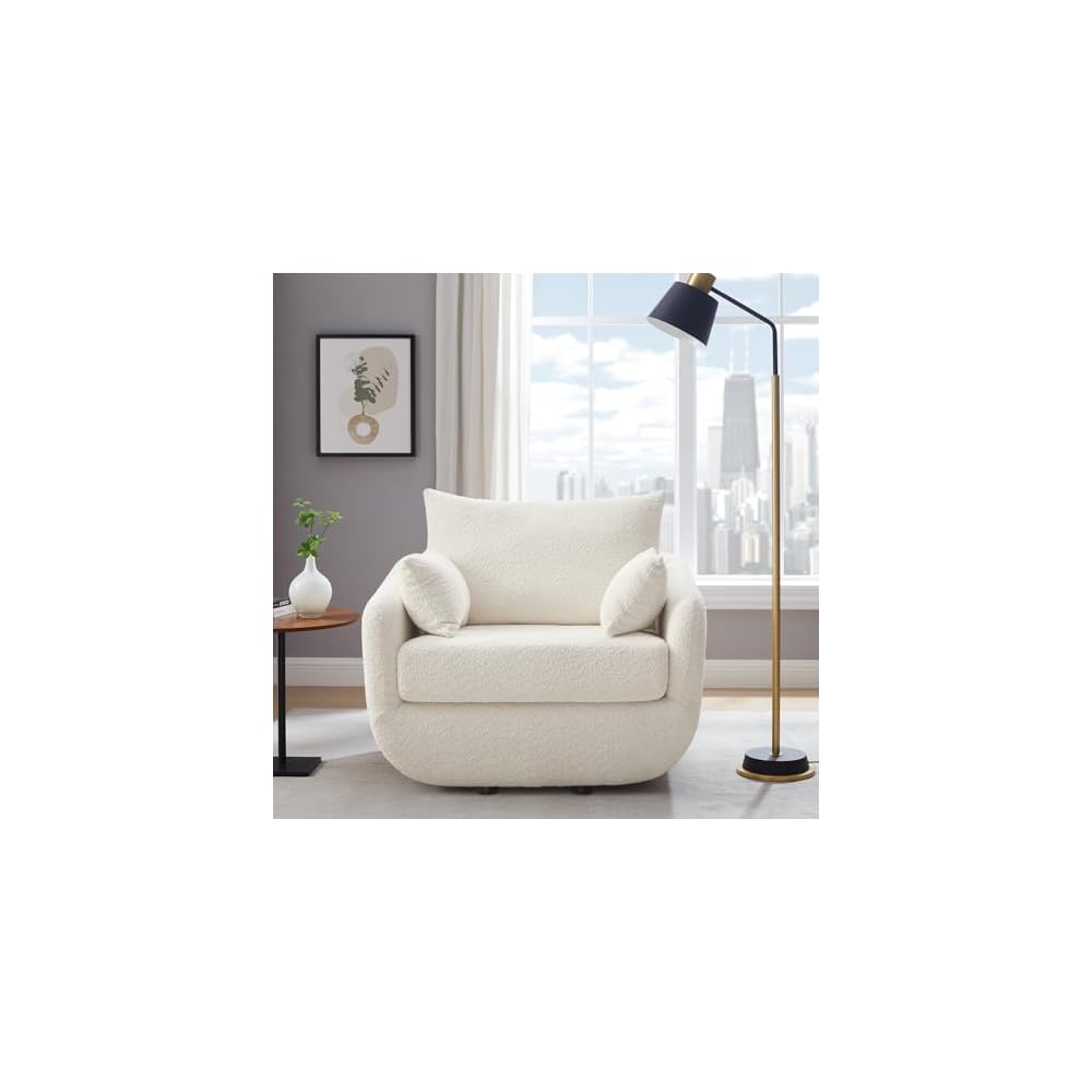 360° Swivel Accent Armchair, 39.3" Oversized, Curry