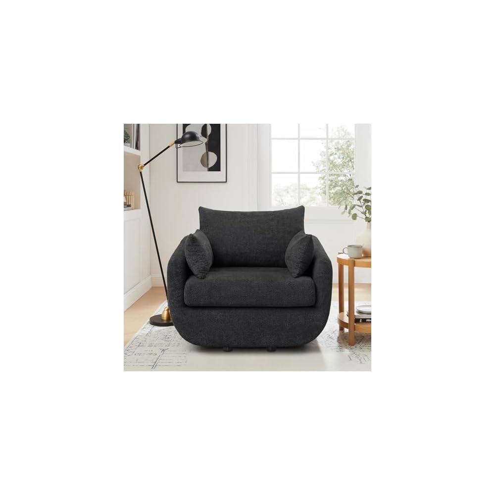 360° Swivel Accent Armchair, 39.3" Oversized, Curry