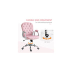 Home Office Chair, Button Tufted Desk Chair with Padded Armrests, AdjusHeight and Swivel Wheels, Pink