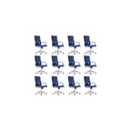 Okeysen Office Desk Chair, Ergonomic Leather Modern Conference Room Chairs, Executive Ribbed Height Adjustable Swivel Rolling Chair for Home Office Set of 12. (Blue)
