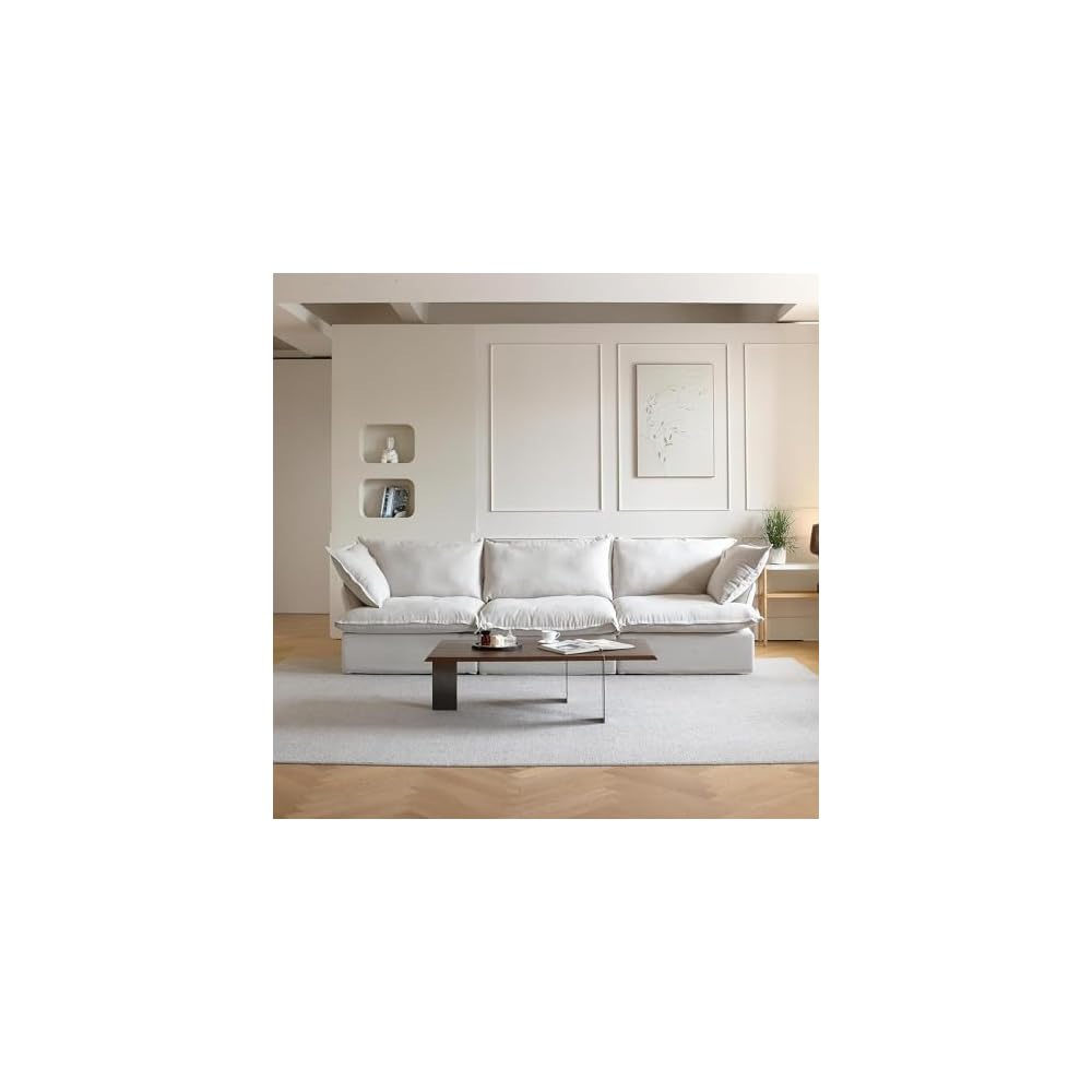 JACH 122.82" Cloud Couch Sectional for Living Room, Modular 3 Seats Sofas, Convertible Sectional Couches, Cushion Covers Removable, Two Corners and One Middle Sofa for Living Room (Beige)