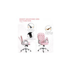 Home Office Chair, Button Tufted Desk Chair with Padded Armrests, AdjusHeight and Swivel Wheels, Pink