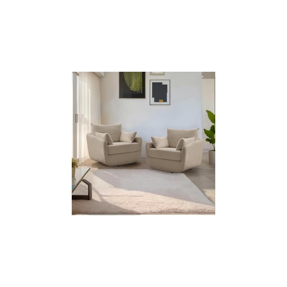 360° Swivel Accent Armchair, 39.3" Oversized, Curry