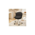 Small Home Office Desk Chair, Armless Comfy Vanity Chair, Black 2 PCS