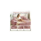 81" Boneless Loveseat with Removable Ottoman,Oversized Upholstered Sofa Bed with Pillows,Plush Faux Fur Lounge Reading Chairs with Armrests,Cloud Couches for Living Room,No Assembly (Pink)