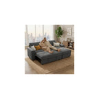 WEUP 81" Sectional Sofa with Pull Out Bed, L Shaped 3 Seat Sleeper Sofa with Storage, Adjustable Backrest, USB Ports, Tool-Free Assembly, Plush Corduroy Sectional Couches for Living Room, Dark Grey