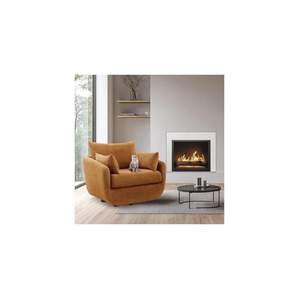 360° Swivel Accent Armchair, 39.3" Oversized, Curry