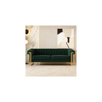 Mid-Century Modern Green Velvet Sofa with Gold Metal Legs, 83.86" Luxury Chesterfield Comfy Couches for Living Room (Velvet, Green)