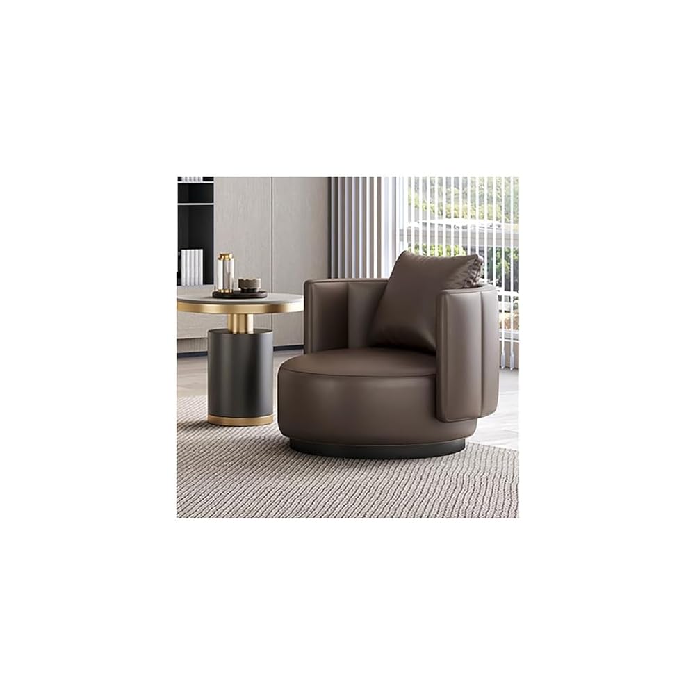 Lounge Chair Luxury Nordic Style Leather Single Sofa Mid-Century Armchair Backrest High-Density Sponge Modern Swivel Accent Sofa for Hotel Club Sales Office Living Room Balcony Meetings(Rotatable)