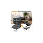 WEUP 81" Sectional Sofa with Pull Out Bed, L Shaped 3 Seat Sleeper Sofa with Storage, Adjustable Backrest, USB Ports, Tool-Free Assembly, Plush Corduroy Sectional Couches for Living Room, Dark Grey