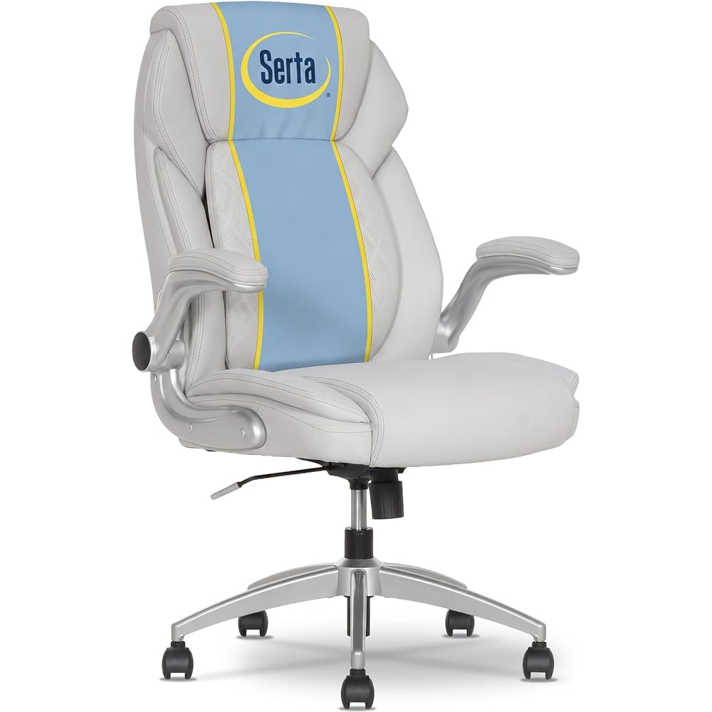 Serta Quinten 400 lb Commercial Grade Executive Chair with AIR Lumbar Technology, Big & Tall Comfortable Vegan Leather OfficeChair, Comfy Adjustable Desk Chairs with Lumbar Support, Black
