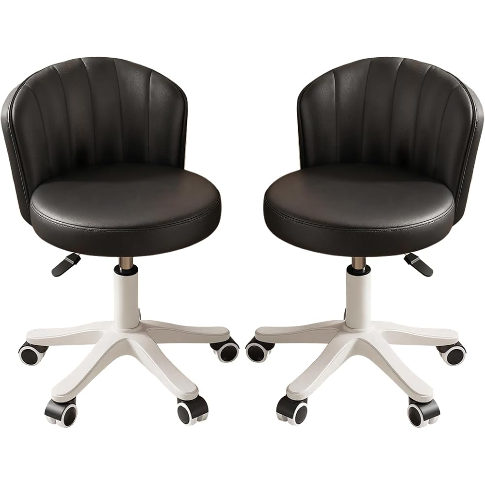 Small Home Office Desk Chair, Armless Comfy Vanity Chair, Black 2 PCS