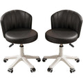 Small Home Office Desk Chair, Armless Comfy Vanity Chair, Black 2 PCS
