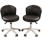 Small Home Office Desk Chair, Armless Comfy Vanity Chair, Black 2 PCS