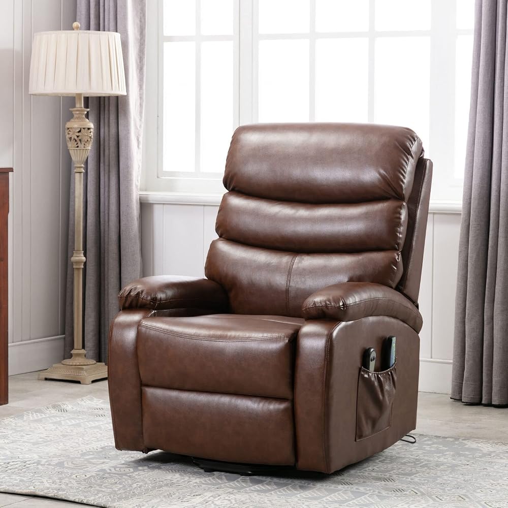 Living Room Chairs Electric Power Lift Recliner Chair Massage Lumbar Heating Sofa w/Pocket Footrest