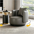 Lounge Chair Luxury Nordic Style Leather Single Sofa Mid-Century Armchair Backrest High-Density Sponge Modern Swivel Accent Sofa for Hotel Club Sales Office Living Room Balcony Meetings(Rotatable)
